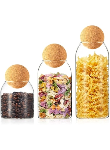Ellenge Glass Jar With Ball Cork Lid - 500ml/750ml/1000ml