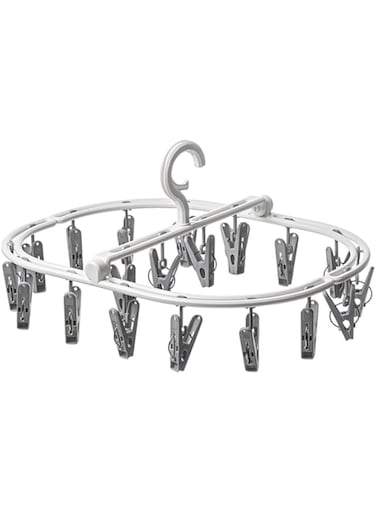 Azonee Foldable Drying Rack Hanger, Folding Portable Underwear Hangers with Clips Socks 20 Clips 360&deg; Rotatable Hook for Drying Towels Bras Baby Clothes Gloves (Plast)