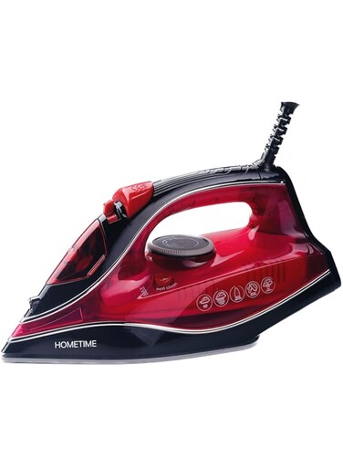 Wtrtr HOMETIME 2200W Steam Iron,Ceramic Coated Sole plate,1 Years Warranty.2077-R (Red)