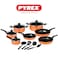 Pyrex Family Touch 15-Piece Cookware Set &ndash; Non-Stick Pots &amp; Pans with Lids &amp; Nylon Utensils, BPA Free &amp; PFOA Free Healthy Cooking Set, Light Copper Cookware for Gas &amp; Electric Hobs