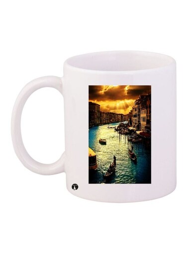 City Printed Coffee Mug White/Blue/Brown 11ounce