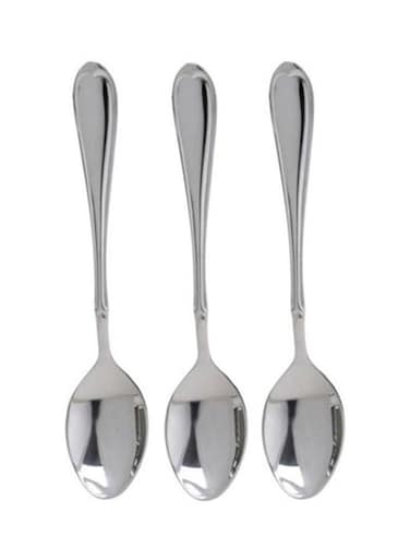 3-Piece Stainless Steel Tea Spoon Set Silver 24x11.7x15.1cm