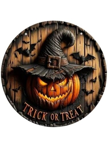Classic Halloween Pumpkin Witch Wood Decor