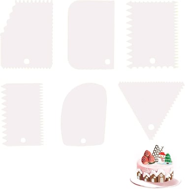 NiCoLa 6PCS Cake Scraper Set - Cake Smoother Tool for Decorating Cakes and Desserts
