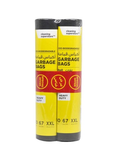 superstore Multi-Purpose Garbage Bag Roll for Garbage Bin/Dust Bin/Waste Basket/67 Gallons/10 Bags/105x125 cm Black (Pack Of 2)