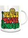 Impress Ceramic Coffee Mug with Peace Love and Music Design - White
