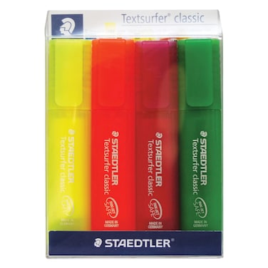 ستيدلر تاكستسورفار محفظة أقلام التحديد الكلاسيكية فلو  4 قطع