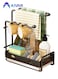 Kitchen Sink Caddy,Kitchen Storage Rack for Kitchen Sink with Drain Tray,Carbon Steel Rustproof Non-Slip Kitchen Sink Organizer for Countertop (Black)