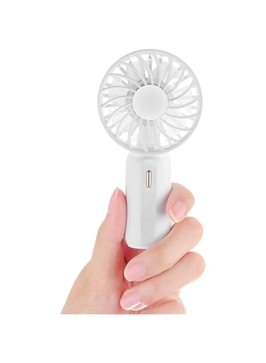 Padom Handheld Mini Fan Battery Operated Small Personal Portable Fan Speed Adjustable USB Rechargeable Fan for Kids Girls Women Men Home Office Indoor Outdoor Travelling (White)