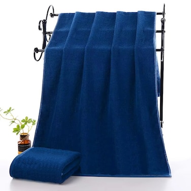 MAXQON Beach Towel - 100% Cotton 600 GSM Over Sized (90x180cm), Highly Absorbent Bath Sheet For Pool, Beach, Fitness, Sports, Yoga, Color-Blue