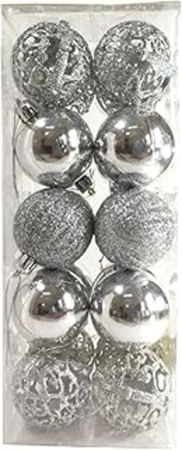 FAM 20 pcs Christmas Tree Decor Balls - Christmas Balls Decorations - Christmas Tree Balls Ornaments 5cm Tree Ornaments &ndash; Christmas Hanging Ornaments (Silver)