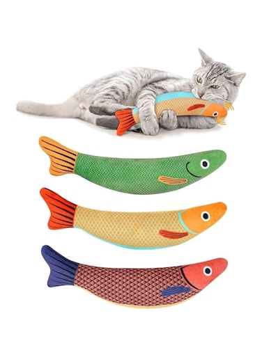 3PCS Toy, Cat Chew Toys, Bite Resistant Catnip Toys with Bell Inside, Plush Cartoon Kitten Interactive Toy