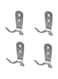 4basix Dual Coat Hooks, Double Prong Robe Hooks, Wall Mounted Metal Cloth Hanger or Bathrooms, Bedrooms, Door Walls, Wall Hooks, Double Coat Hooks (4)