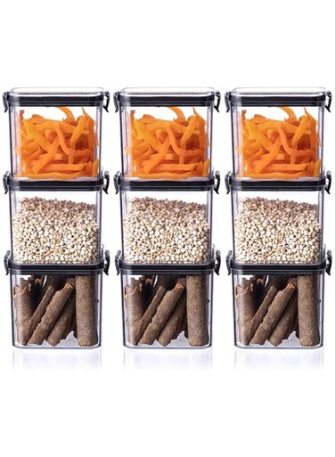 Airtight Food Storage Container with Lock Lids,Cereal &amp; Dry Storage Jars,Kitchen and Pantry Organization Canisters for Cereal,Coffee,Rice,Flour and Sugar (700ml/Set of 9)