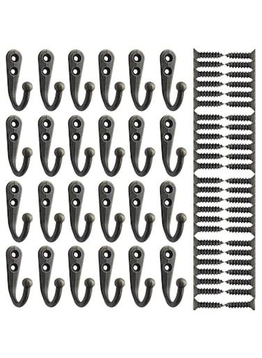 Excefore Wall Mounted Hook, Coat Hooks, Wall Mounted Robe Hook, No Scratch, for Hanging Coffee Cups, Jewelry, Key, Hat, Kitchen Towel Little Hook, with Screws for Farmhouse Retro - 24 Pieces
