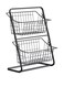 Fruit Vegetable Storage Basket, 2 Tier Stackable Metal Wire Storage Baskets, Fruit Vegetable Produce Basket Organizer Bins for Kitchen, Pantry, Bathroom, Black