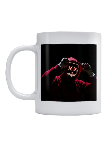 Mask Printed Ceramic Mug White/Black/Red