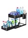 Double Layer Pull-out Storage Rack for Sink, 2 Tier Multi-purpose Kitchen Under the Sink Organizer Under Bathroom Sink Shelf Storage Rack for Countertop Laundry -Black