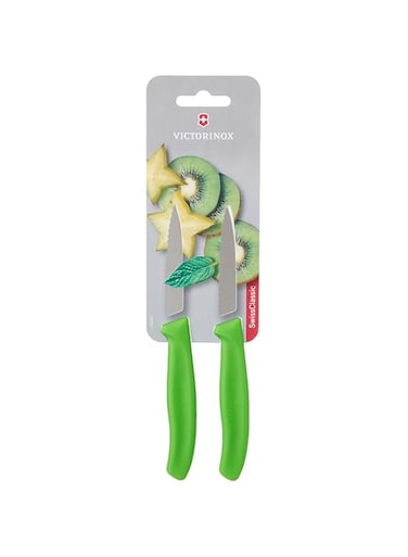 VICTORINOX PARING KNIFE SWISSCLASSIC WAVY EDGE 2PC BLISTERED 8 CM GREEN 6.7636.L114B