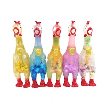 Animolds Squeeze Me Clear Chicken Original Design, Unique See-Through Skin, Shake To See Colorful Cotton Balls Move Inside, Both Funny And Fancy!