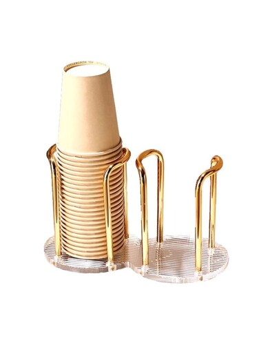 Cup Dispenser and Lid Organizer, Double Compartment Storage Holder for Coffee Cups, Coffee Station, Home, Office