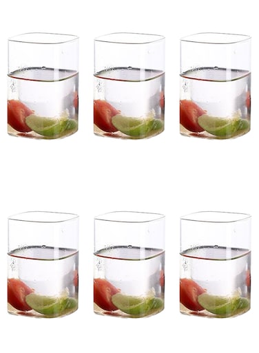 Transparent Square Drinking Glasses &acirc;&euro;&ldquo; 230Ml Each, Modern Clear Glass Cups With Sleek Geometric Design For Coffee&iuml;&frac14;&OElig;Water, Juice &amp; Daily Use