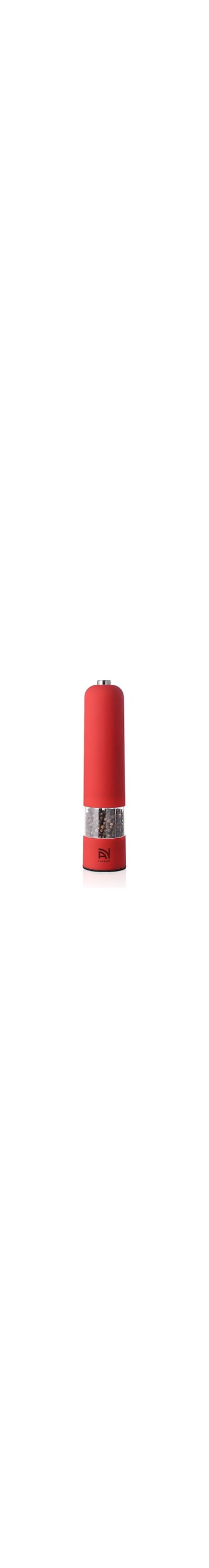LIKEAN Electric Salt and Pepper Grinder Set, Acrylic Electronic Spice Mills, for Salt Crystals Peppercorns, Brushed Stainless Steel, Battery Poweblack, Ideal for Arthritis Hands (Red)