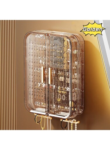 Jewelry Organizer, Wall Mounted Jewelry Organizer for Earrings, Necklaces, Bracelets, Ring Holder&iuml;&frac14;&OElig;Chic Bedroom Furniture &amp; Gift for Women&iuml;&frac14;&circ;20*27*7cm&iuml;&frac14;&permil;gloden