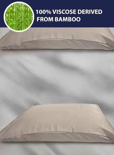 2 Piece Queen Pillow Cases 100% Viscose Derived from Bamboo Light Grey (Queen 30x20") - 2 Pieces
