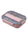 Lunch Pack Box with Divider, Bento Box, Container with Lid, 4 Compartment Bento Box, Square Lunch Box, Thermal Lunch Box, Student Stainless Steel Lunch Box with Large Cap (Pink)