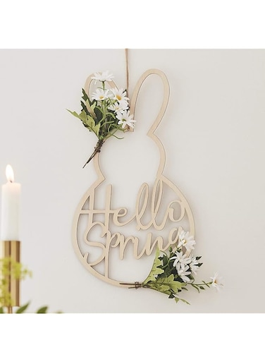 Ginger Ray Easter Wreath Wooden Bunny Door Decorations Daisy Crazy, 36cm (H) x 20cm (W)