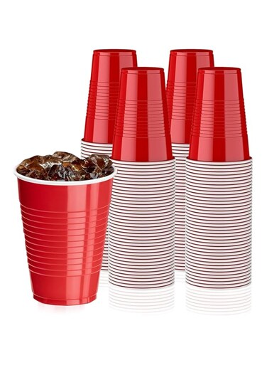 STAYOUNG 100 PCS Plastic Cups - 16oz 500ml Red Disposable Plastic Cups, PP Material, Safe And Convenient, Suitable For Home, Office, Party and Restaurant
