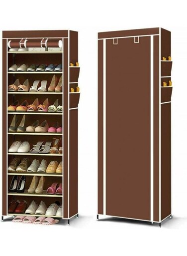 9 Tier Shoe Organizer Rack Brown