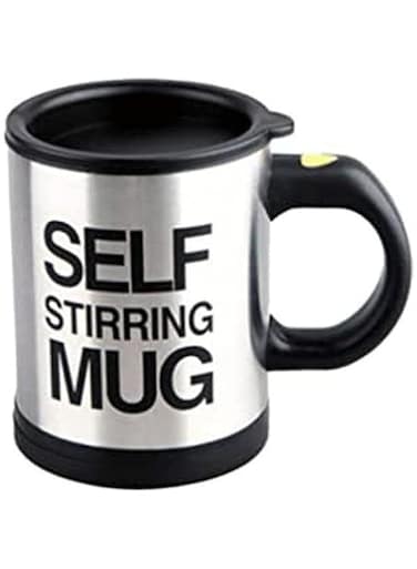 Dubai Gallery Self Stiring Mugs Stainless Steel Coffee Mug Electric Automatic Mixing Cups For Stir Coffee Black 350Ml