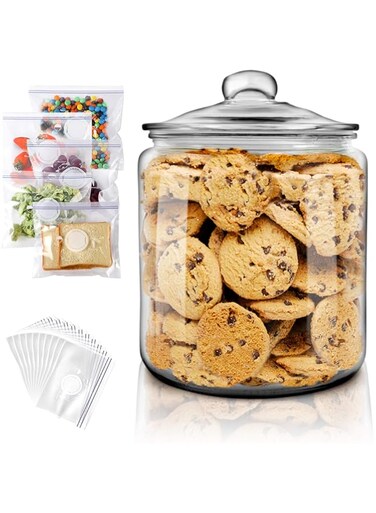 Masthome Glass Jar 1G Large-Capacity Sealed Container Easy to Store Food and Make Medicinal Liquor Etc - Send 15pc Food Storage Bags Masthome