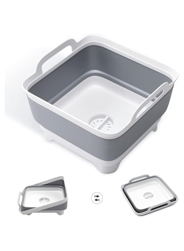 MostNow Dishpan For Washing Dishes,9L Collapsible Dish Tub Portable Sink,Wash Dish Basin,Foldable Laundry Tub,Washing Basin with Drain Plug,Dishpan for Kitchen Sink,Camping Dish Washing Tub