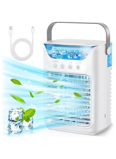 Dpofirs 2024 700ML Air Conditioner, 3 Speed 2 Cold Fog 3 Automatic Timing Air Conditioner Fan, 2-6H Timer Car Air Conditioner with Button