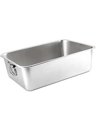 YUEPAO Stainless Steel Cat Rabbit Litter Box Rounded Corners Versatile Rustproof Smooth Surface Scratchproof Kitten Toilet, 45x35x15cm w Handle