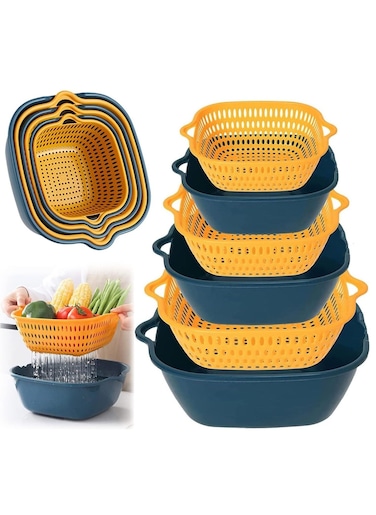 6pcs Colander Strainer Drainer for Food Drain Bowl Set Best Kitchen Accessories for Fruit Veggies Rice Pasta Straining Strainer