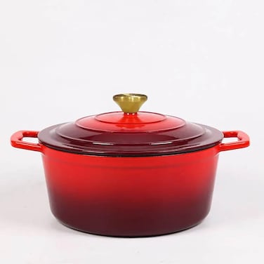 VAV GET Enameled Cast Iron Casserole Dish with Lid - 5 Quart Enamel Cookware Pot - Enameled Cast Iron Dutch Oven with Lid