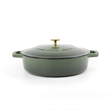 VAV GET Enameled Cast Iron Dutch Oven Braiser. 28cm, 3.79L, Olive Green, Induction &amp; All Hob Compatible, Oven &amp; Grill Safe

