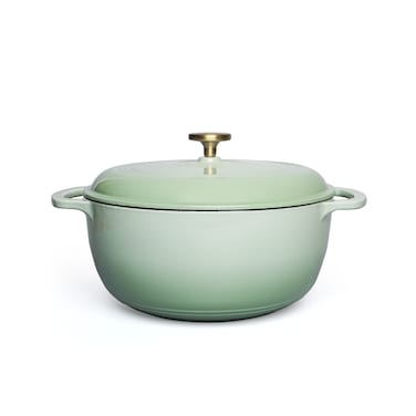 VAV GET 6QT Enameled Cast Iron Round Dutch Oven, Family Style Heavy-Duty Pre-Seasoned Cookware, Healthy &amp; Safe Non-Stick, Oven &amp; Stovetop Safe &ndash; Sage Green