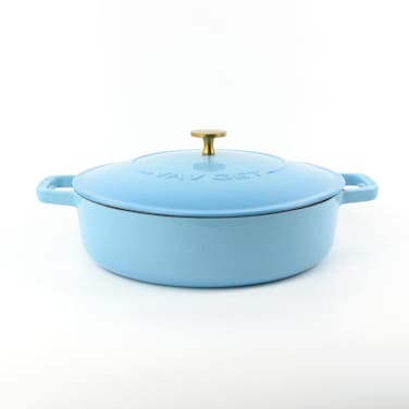 VAV GET Enameled Cast Iron Dutch Oven Braiser. 28cm, 3.79L, Ocean Blue, Induction &amp; All Hob Compatible, Oven &amp; Grill Safe