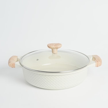 VAV GET 28 CM Shallow Casserole with Lid &ndash; Ceramic Non-Stick, Lattice Series, Induction Compatible