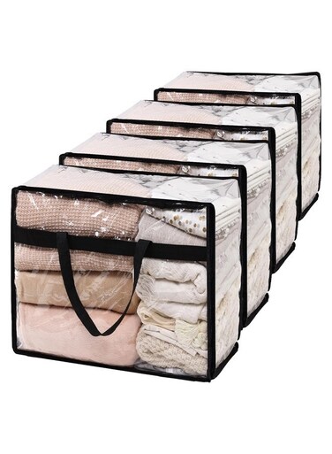 4 Pcs Clear Moving Bags&iuml;&frac14;&OElig;Storage Bags with Zippers &amp; Handles, Collapsible Heavy Duty Storage Bags&iuml;&frac14;&OElig;Waterproof, Moisture-proof, Sturdy and Durablefor,Organized Storage of Clothing, Toys, Bedding and Moving Supplies,60*24*42cm