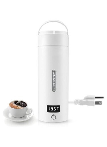 Hcosmy Travel Electric Tea Kettle 500ml Portable Small Mini Coffee Kettle, with 4 Variable Presets, Personal Hot Water Boiler 304 Stainless Steel with Auto Shut-Off &amp; Boil Dry Protection