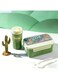 Cartoon Bento Box Set for Kids, 1200ML Compartment Lunch Box with 550ML Water Bottle, Food Grade Plastic Leak-Proof Lunch Container with Tableware, Portable Fresh-Keeping Meal Box for Students School Outdoor Picnic (Green)