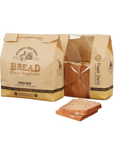 50 Pcs Kraft Paper Loaf Bread Packaging Bags,Toast Bakery Food Packaging Bag with Viewing Window,12.6"x8.3"x3.9