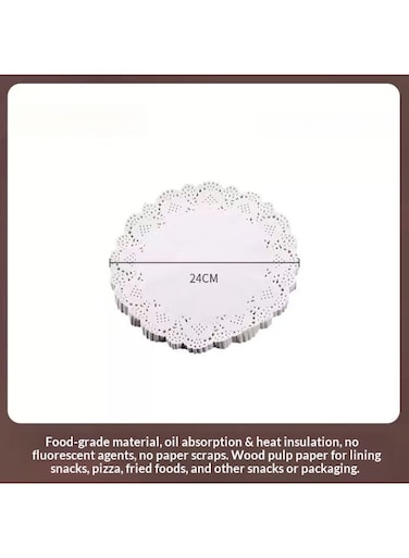 Round Paper Doilies, Food Grade Lace Paper Liners, Oil Absorbing &amp; Heat Resistant Disposable Baking and Food Serving Paper 9.5 Inch