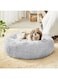 Nyganmelloz Faux Fur Dog Bed &amp; Cat Bed, Original Calming Dog Bed for Small Medium Large Pets, Anti Anxiety Donut Cuddler Round Warm Washable Cat Bed for Indoor Cats(24", Light Grey)